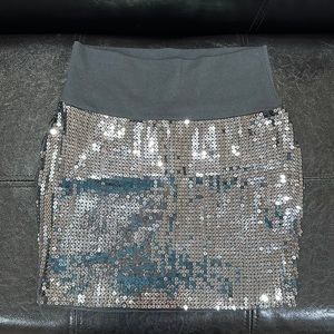 Silver sequin mini skirt